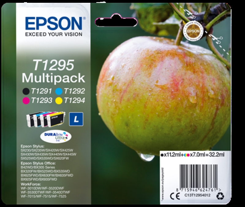 EPSON Cartuccia originale Epson T1295 L multipack mela nero e tricromia